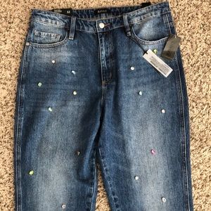 Buffalo Jeans David Bitton High Rise Girlfriend SZ 32 Women’s Embellished Blue